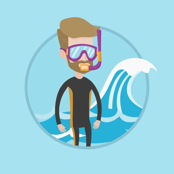 Joven buceo vector ilustración . — Archivo Imágenes Vectoriales