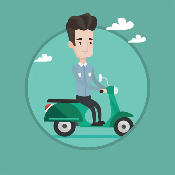 Man rijden scooter vector illustratie. — Stockvector