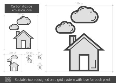 Karbondioksit emisyon satırı simgesi.