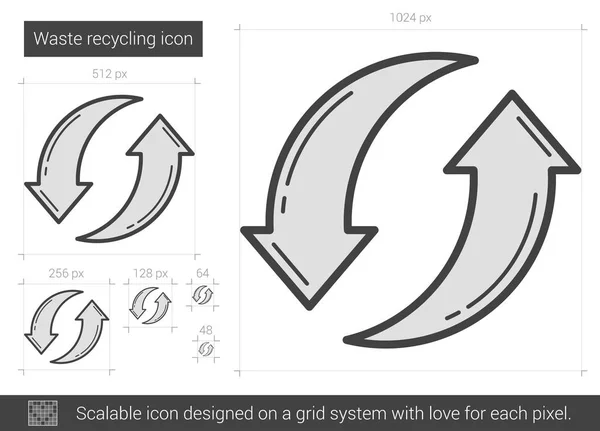 Hulladék újrahasznosítás sor ikon. — Stock Vector