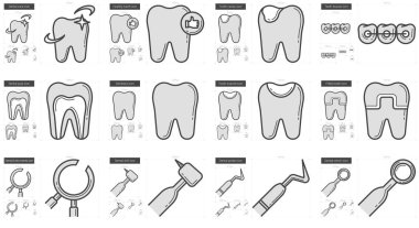 Stomatology satır Icon set.