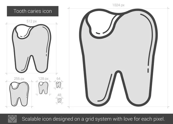 Tooth caries line icon. — Stock Vector