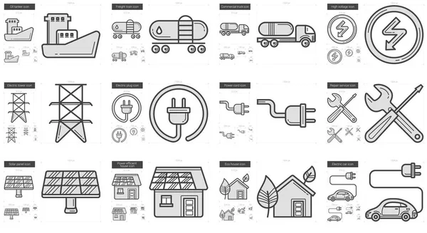 LINHA DE ECOLOGIA ICON SET . — Vetor de Stock