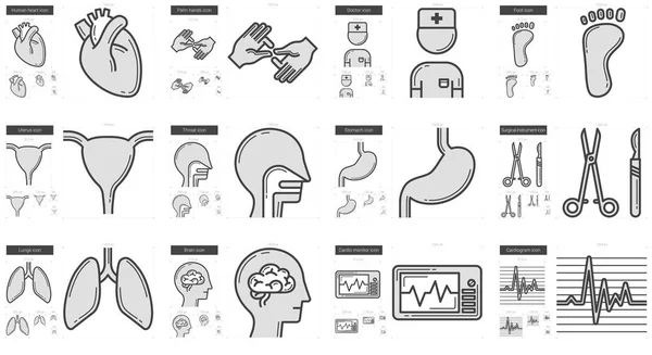 Línea de medicina icono conjunto . — Vector de stock