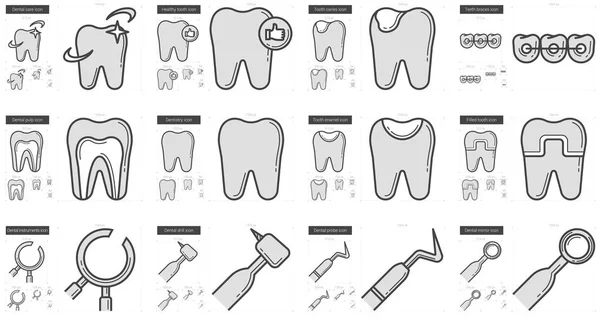 Stomatology line icon set. — Stock Vector