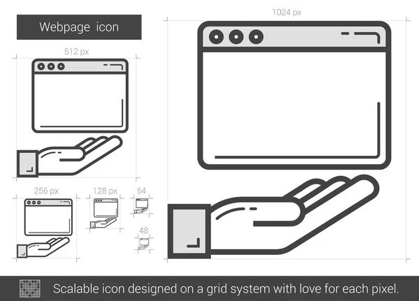 Icono de línea página web . — Vector de stock