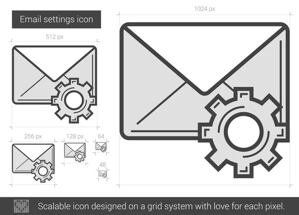 Ícone de linha de configurações de e-mail. — Vetor de Stock