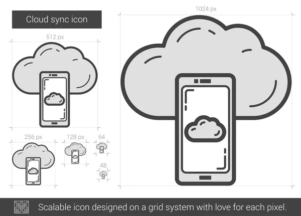 Chmura synchronizacji linii ikona. — Wektor stockowy