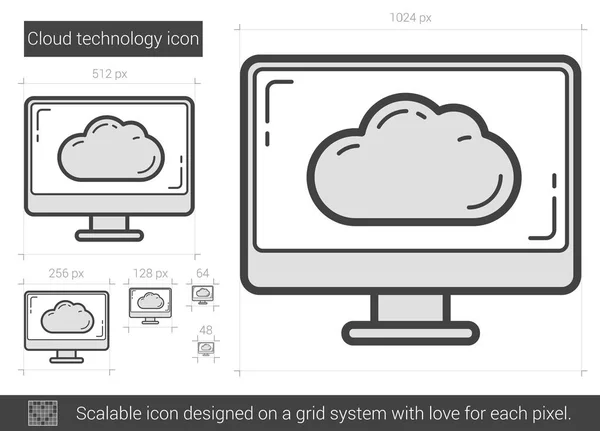 Ikona linii technologii chmury. — Wektor stockowy