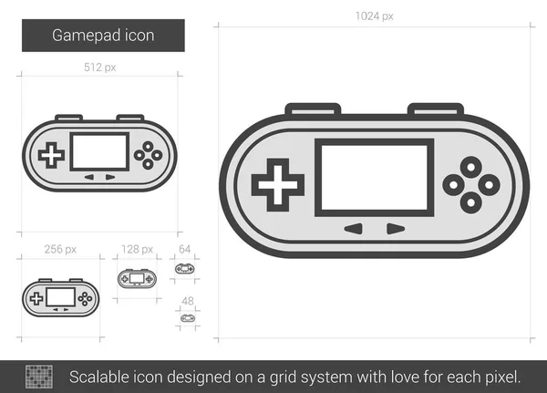 Gamepad linii ikona. — Wektor stockowy