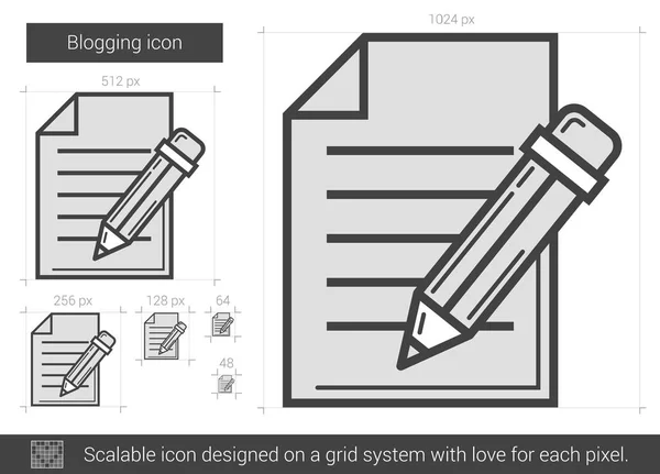 Icona della linea di blogging . — Vettoriale Stock