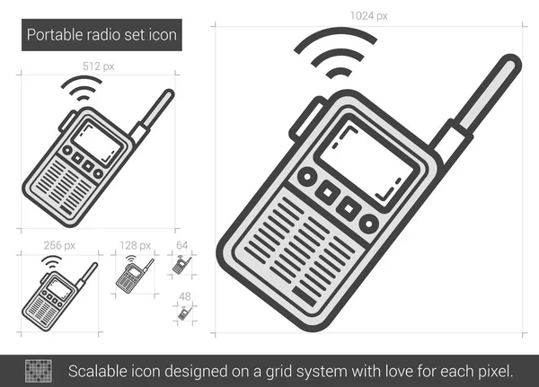 Icône de ligne de radio portable . — Image vectorielle