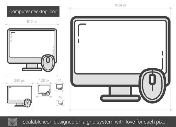 Pictogram van de Desktop Line computer. — Stockvector