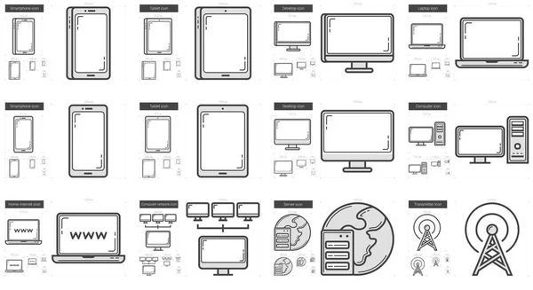 Gadgets Zeilensymbol gesetzt. — Stockvektor