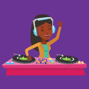 DJ karıştırma müzik turntable üzerinde vektör çizim.