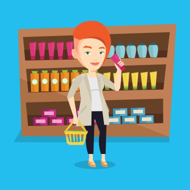 Müşteri alışveriş sepetine ve tüp krem.