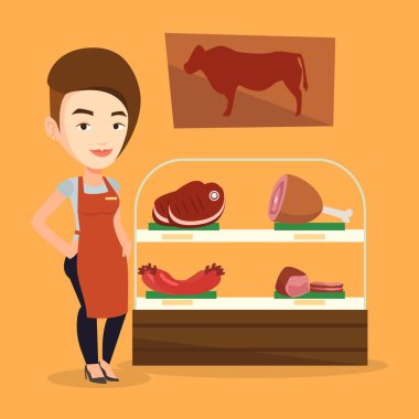 Taze et butchershop olarak sunan kasap.