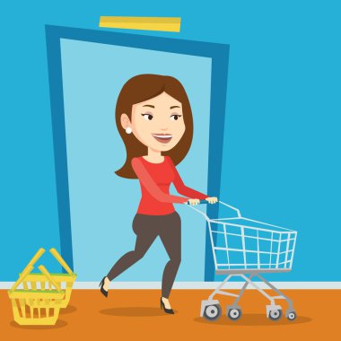 Dükkana ile arabası çalışan müşteri.