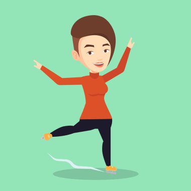 Kadın buz patenci vektör çizim.