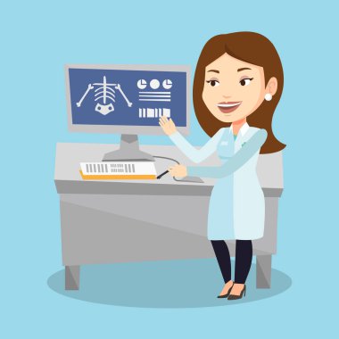 Doktor muayene grafisi vektör çizim.