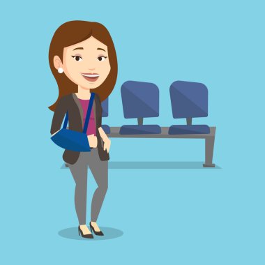 Yaralı adam kırık kol vektör çizim ile.