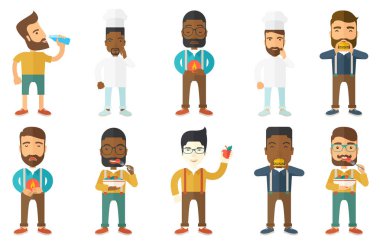 Yiyecek ve içecek vektör grubu ayarla.