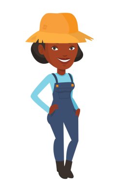 Yaz şapka vektör çizim mutlu çiftçi.