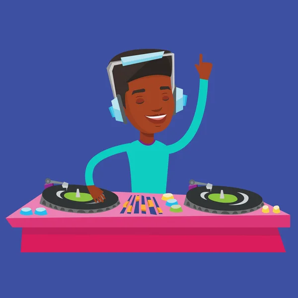 DJ keverés zene a lemezjátszók vektoros illusztráció. — Stock Vector