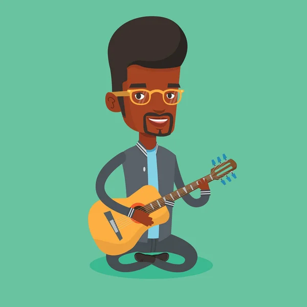 Man playing acoustic guitar vector illustration. — Stock Vector