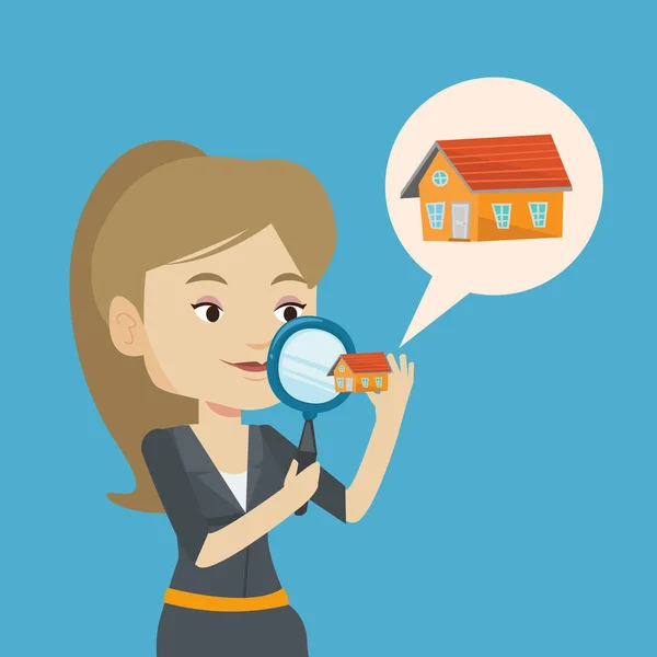Woman looking for house vector illustration. — Stock Vector