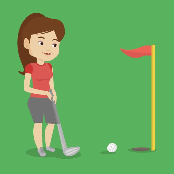 Golfspelare på bollen vektor illustration. — Stock vektor