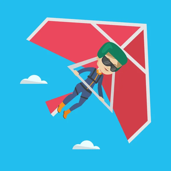 Woman flying on hang-glider vector illustration. — Stock Vector