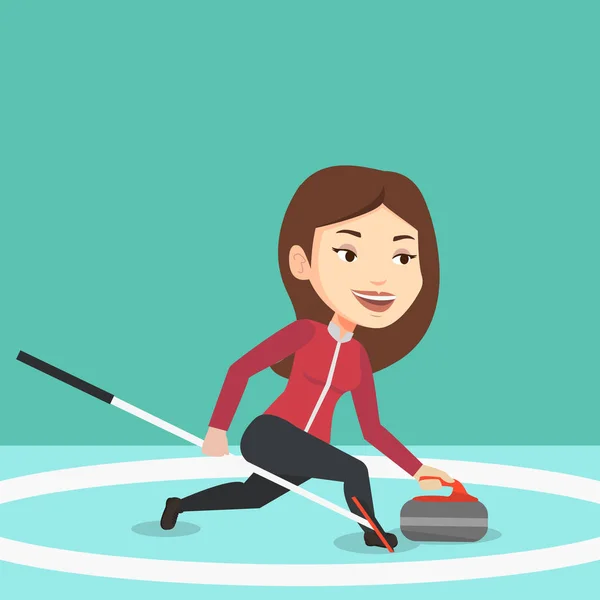 Jugador de curling jugando en la pista . — Archivo Imágenes Vectoriales