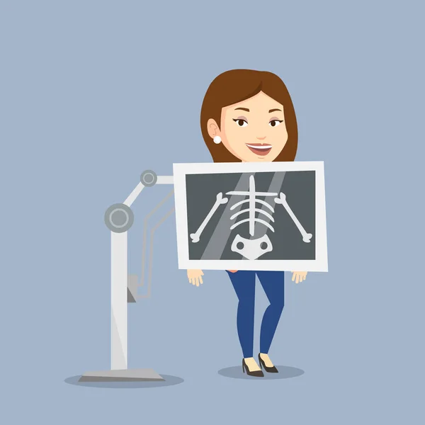Patient during x ray procedure vector illustration — Stock Vector