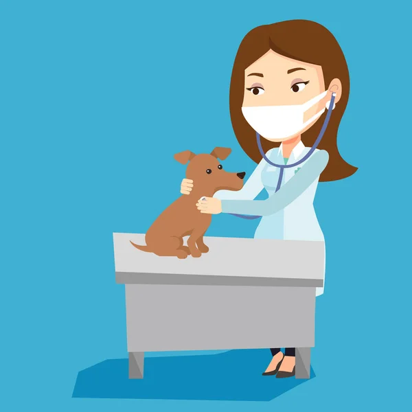 Veterinarian examining dog vector illustration. — Stock Vector