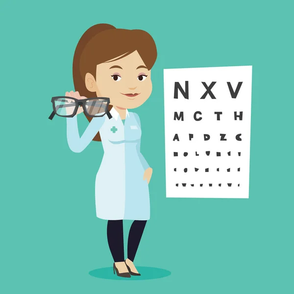 Ophtalmologiste professionnel tenant des lunettes . — Image vectorielle