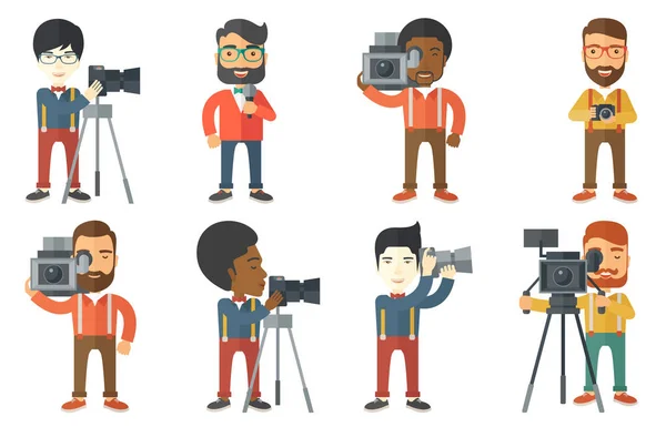 Vector set of media people characters. — Stock Vector