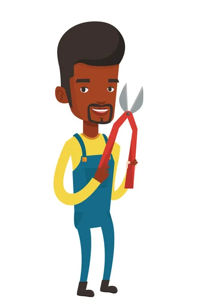 Farmer with pruner vector illustration. — Stock Vector