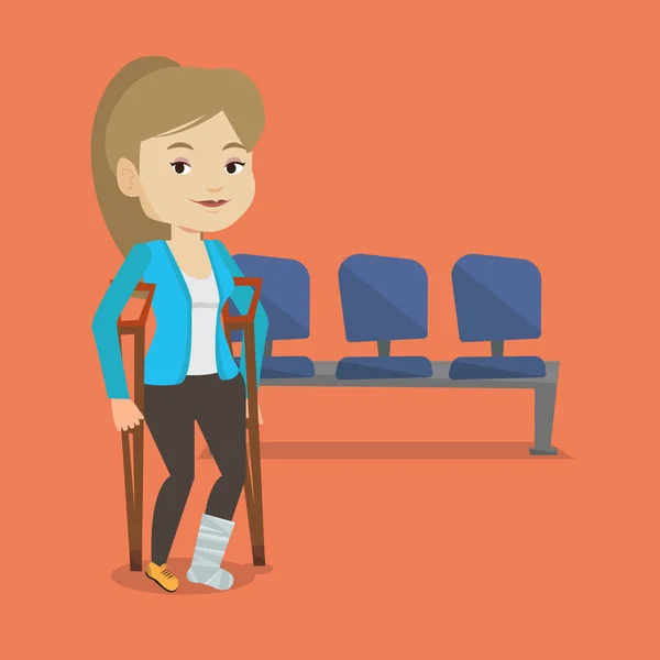 Man with broken leg and crutches. — Stock Illustration Man with broken leg and crutches. Stock Illustration