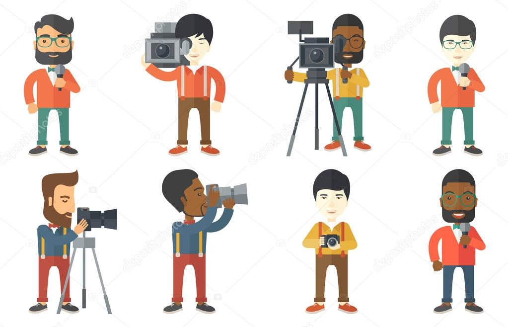 Vector set of media people characters.