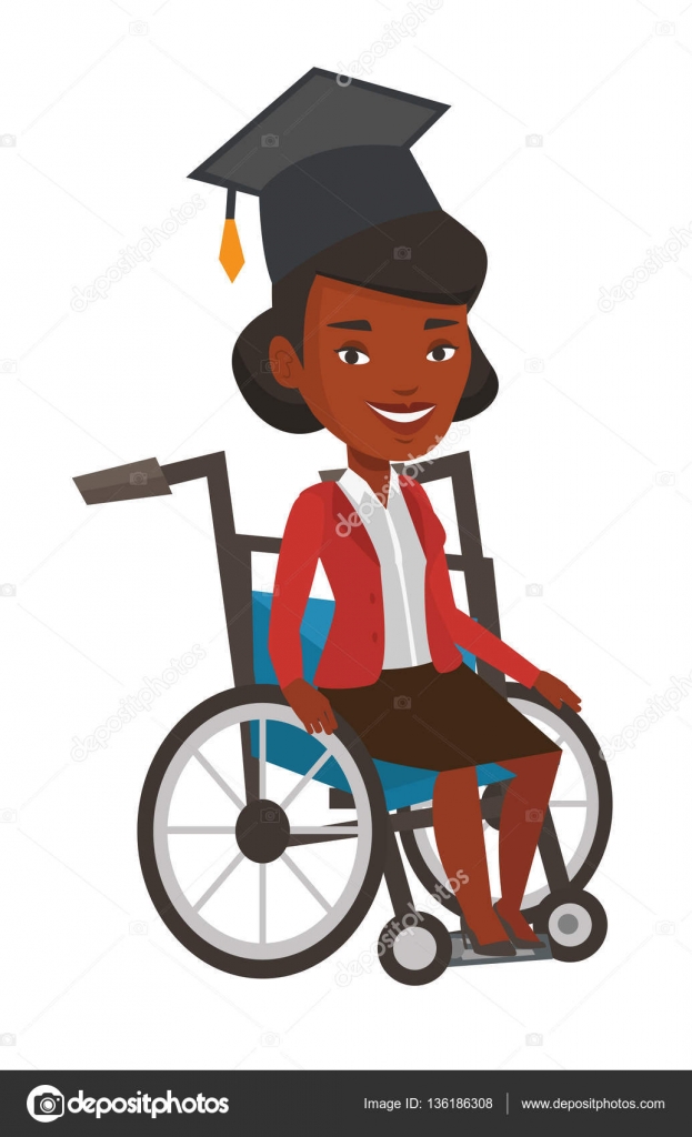 Tekerlekli sandalye vektör çizim içinde oturan mezun Tekerlekli sandalye vektör çizim içinde oturan mezun
