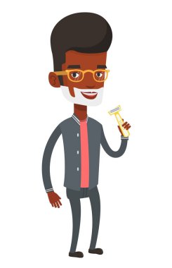 Adam onun yüz vektör çizim tıraş.