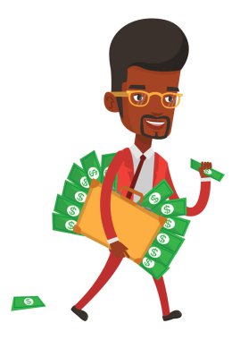 işadamı ile para dolu çanta.