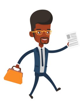 Mutlu işadamı çalışan vektör çizim.