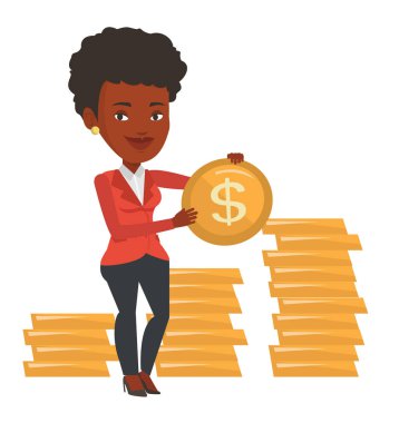 Doları para ile başarılı iş kadını.