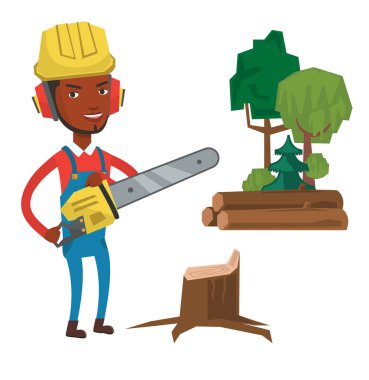 Oduncu chainsaw vektör çizim ile.