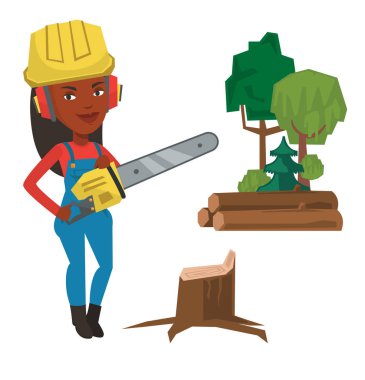 Oduncu chainsaw vektör çizim ile.