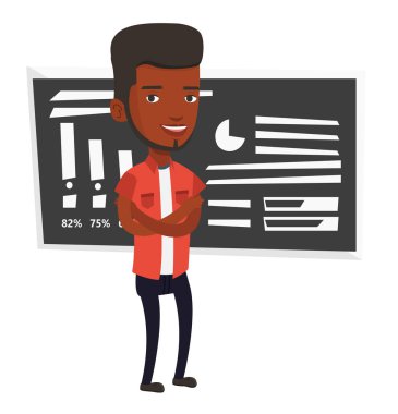 Öğretmen ya da öğrenci ayakta kara tahta önünde