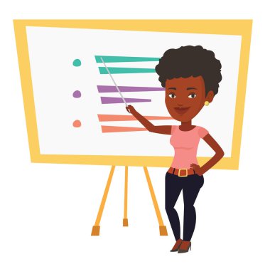 Öğretmen ya da öğrenci ayakta kurulu önünde.