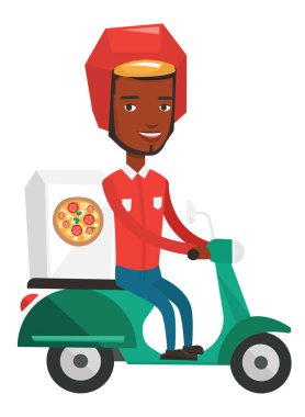 Scooter üzerinde pizza teslim kurye.